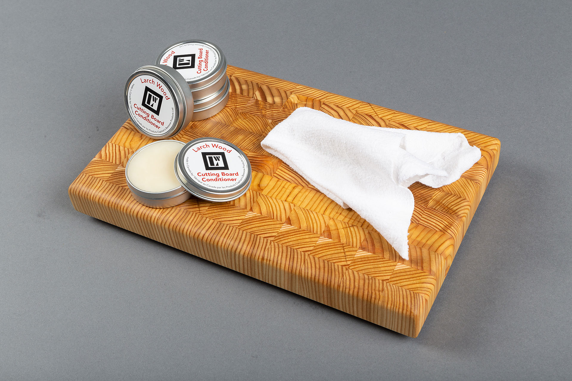 Larch Wood Cutting Board and Countertop Conditioner