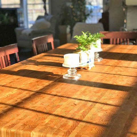 A lovely customers designed Larch Wood dining table.