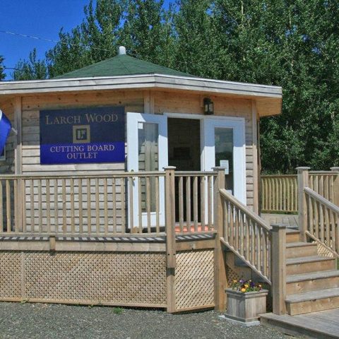 Larch Wood kiosk in Margaree Harbour, Cape Breton, along the Cabot Trail.