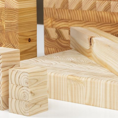 Wooden end grain blocks used to create our boards.